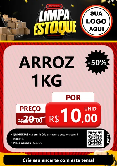 Modelo de Cartaz para Cartaz A4 Vertical com o tema Operação Limpa Estoque para Supermercado