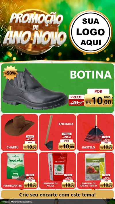 Modelo de Rede Social para Stories com o tema Promoção de Ano Novo para Agropecuária