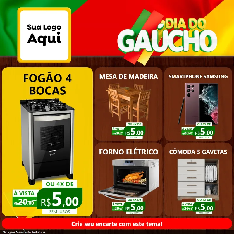 Modelo de Rede Social para Feed Facebook com o tema Dia do Gaúcho para Móveis e Eletro