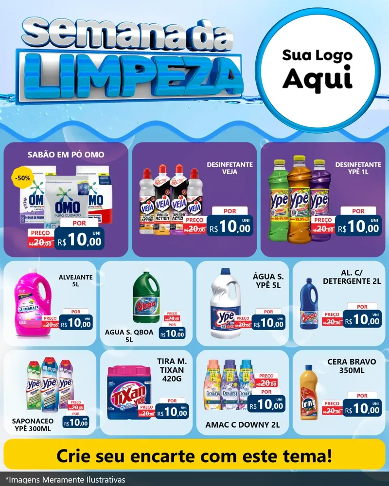 Modelo de Rede Social para Feed Instagram com o tema Semana da Limpeza para Produtos de Limpeza