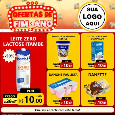 Modelo de Rede Social para Feed Facebook com o tema Ofertas de Fim de Ano para Frios e Laticínios