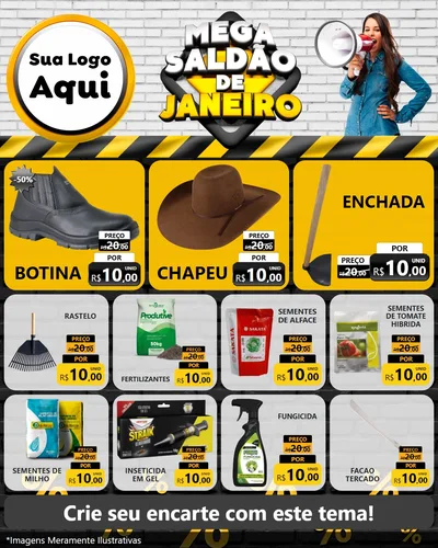 Modelo de Rede Social para Feed Instagram com o tema Mega Saldão de Janeiro para Agropecuária