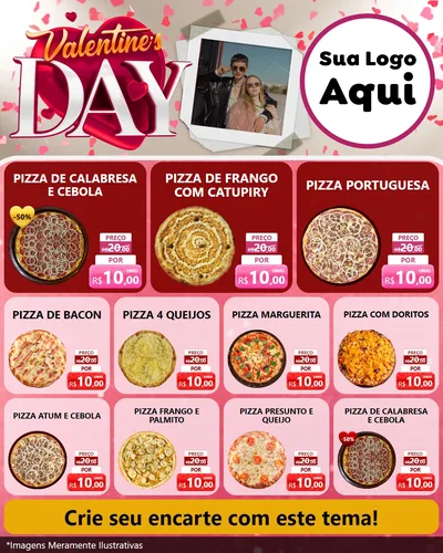 Modelo de Rede Social para Feed Instagram com o tema Valentine's Day para Pizzaria