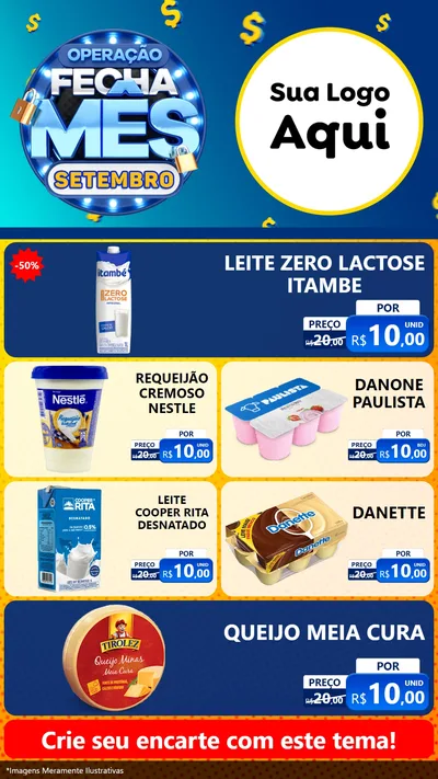 Modelo de TV para TV Vertical com o tema Operação Fecha Mês Setembro para Frios e Laticínios