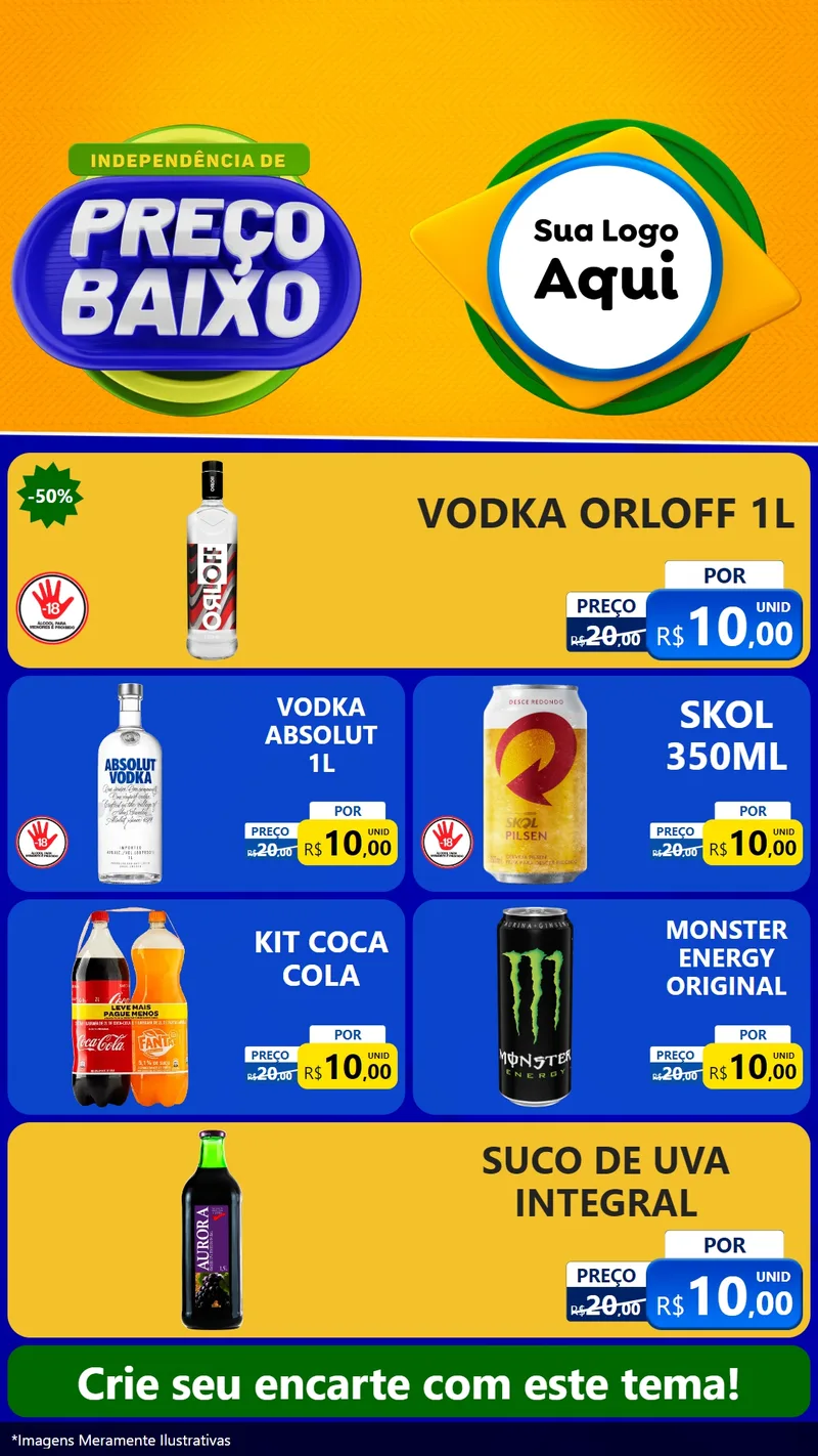 Modelo de TV para TV Vertical com o tema Independência de Preço Baixo para Distribuidora de bebidas