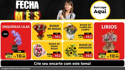 Modelo de TV para TV Horizontal com o tema Fecha Mês para Floricultura e jardim