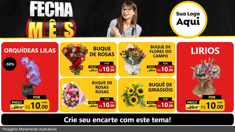 Modelo de TV para TV Horizontal com o tema Fecha Mês para Floricultura e jardim