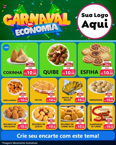 Modelo de Rede Social para Feed Instagram com o tema Carnaval da Economia para Salgadaria