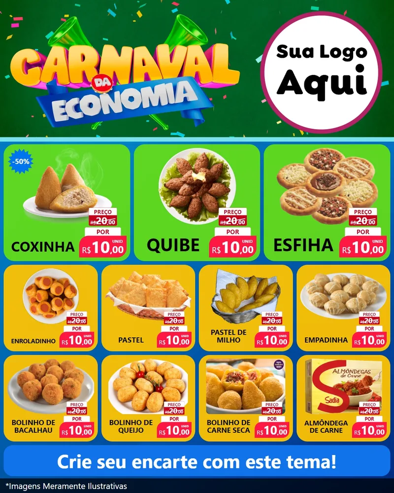 Modelo de Rede Social para Feed Instagram com o tema Carnaval da Economia para Salgadaria