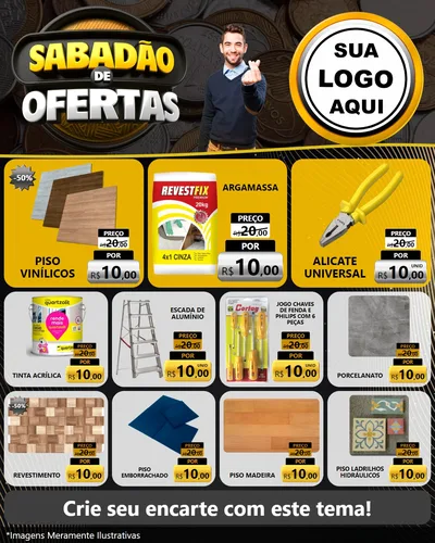 Modelo de Rede Social para Feed Instagram com o tema Sabadão de Ofertas para Material para Construção