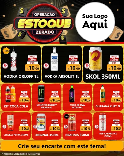 Modelo de Rede Social para Feed Instagram com o tema Operação Estoque Zerado para Distribuidora de bebidas