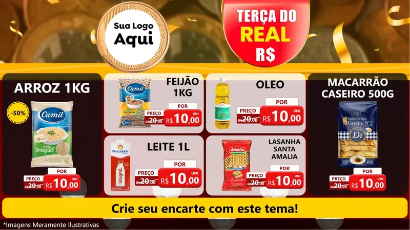 Modelo de TV para TV Horizontal com o tema Terça do Real para Supermercado