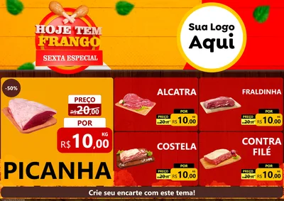Modelo de Encarte para Encarte A4 Horizontal com o tema Hoje tem Frango Sexta Especial para Açougue