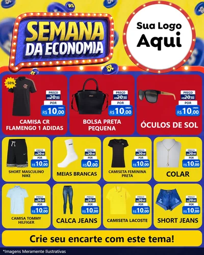 Modelo de Rede Social para Feed Instagram com o tema Semana da Economia para Roupas e acessórios