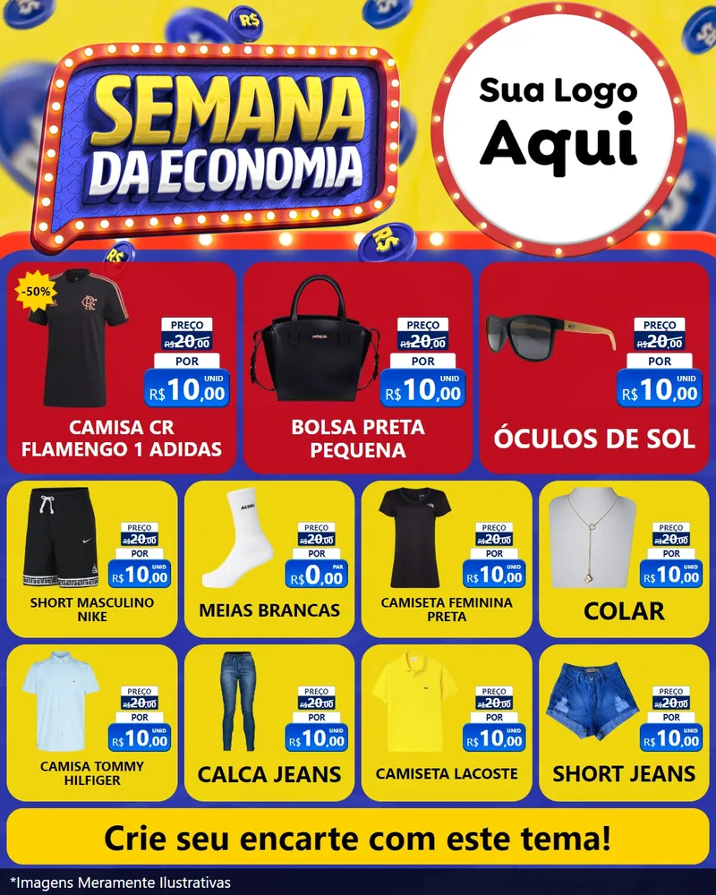 Modelo de Rede Social para Feed Instagram com o tema Semana da Economia para Roupas e acessórios