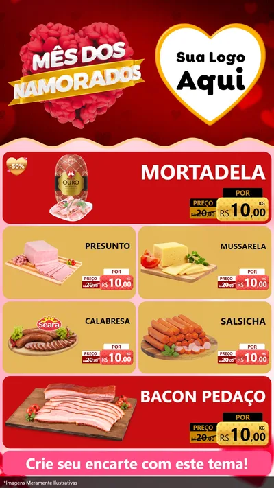 Modelo de TV para TV Vertical com o tema Mês dos Namorados para Frios e Laticínios