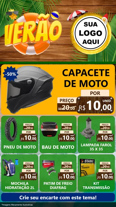 Modelo de Rede Social para Stories com o tema Verão para Moto peças