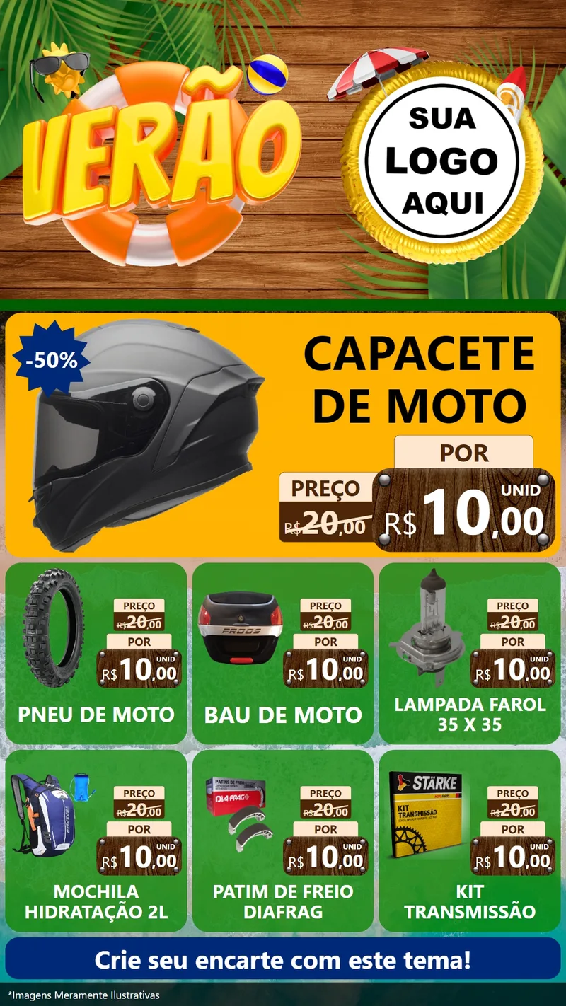 Modelo de Rede Social para Stories com o tema Verão para Moto peças