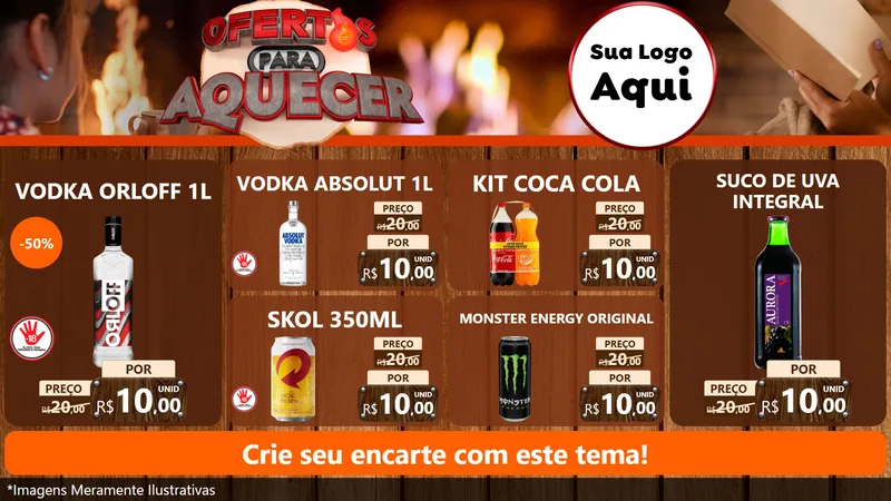 Modelo de TV para TV Horizontal com o tema Ofertas Para Aquecer para Distribuidora de bebidas