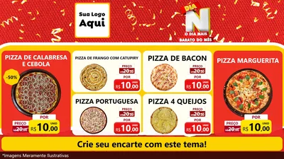 Modelo de TV para TV Horizontal com o tema Dia N o Dia Mais Barato do Mês para Pizzaria