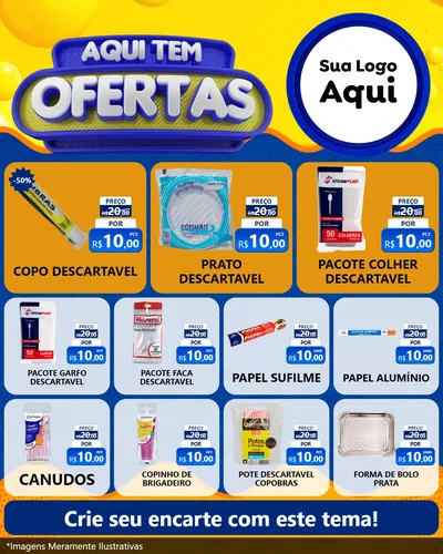 Modelo de Rede Social para Feed Instagram com o tema Aqui Tem Ofertas para Embalagens