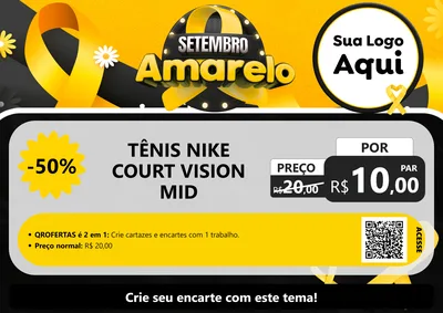 Modelo de Cartaz para Cartaz A4 Horizontal com o tema Setembro Amarelo para Calçados