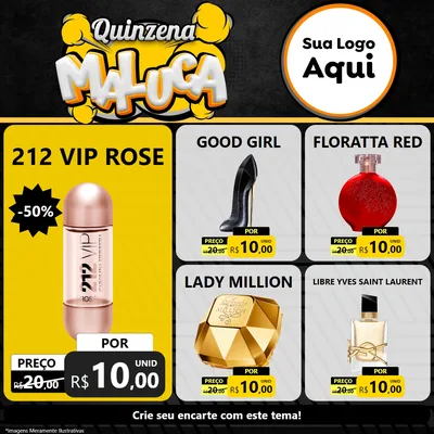 Modelo de Rede Social para Feed Facebook com o tema Quinzena Maluca para Perfumes