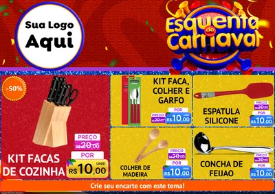 Modelo de Encarte para Encarte A4 Horizontal com o tema Esquenta de Carnaval para Utilidades Domésticas