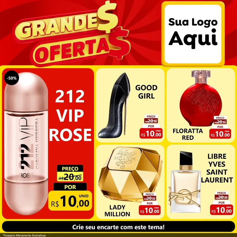 Modelo de Rede Social para Feed Facebook com o tema Grandes Ofertas para Perfumes