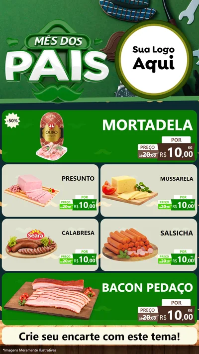 Modelo de TV para TV Vertical com o tema Mês dos Pais para Frios e Laticínios