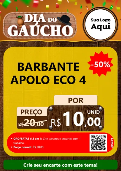 Modelo de Cartaz para Cartaz A4 Vertical com o tema Dia do Gaúcho para Armarinho e Aviamentos
