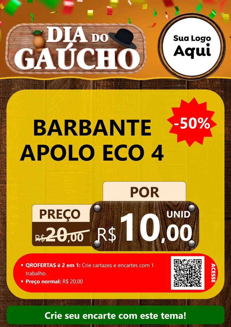 Modelo de Cartaz para Cartaz A4 Vertical com o tema Dia do Gaúcho para Armarinho e Aviamentos