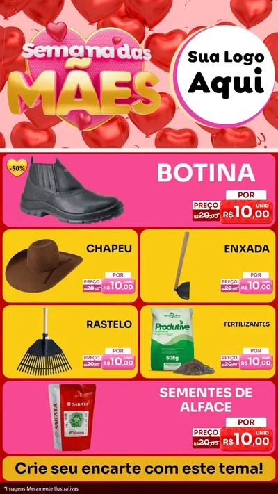 Modelo de TV para TV Vertical com o tema Semana Das Mães para Agropecuária