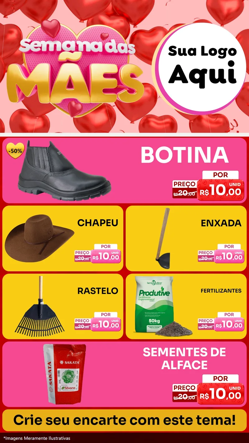 Modelo de TV para TV Vertical com o tema Semana Das Mães para Agropecuária