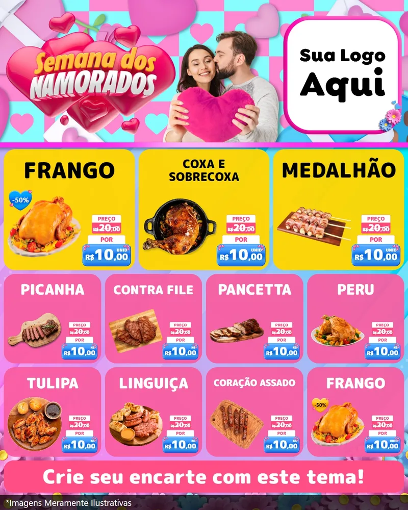 Modelo de Rede Social para Feed Instagram com o tema Semana dos Namorados para Assados