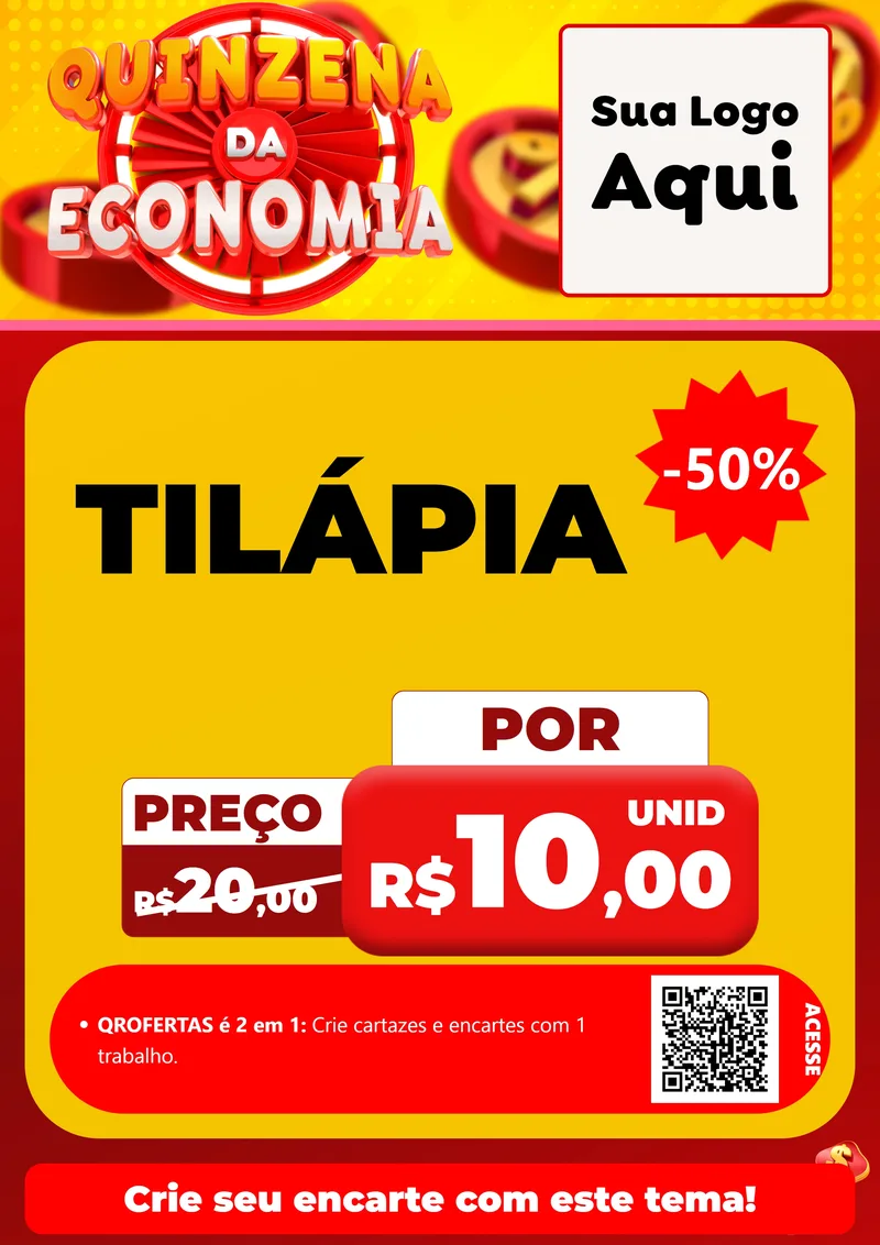 Modelo de Cartaz para Cartaz A4 Vertical com o tema Quinzena Da Economia para Peixaria