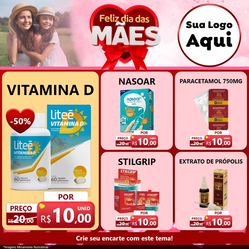 Modelo de Rede Social para Feed Facebook com o tema Feliz Dia Das Mães para Farmácia
