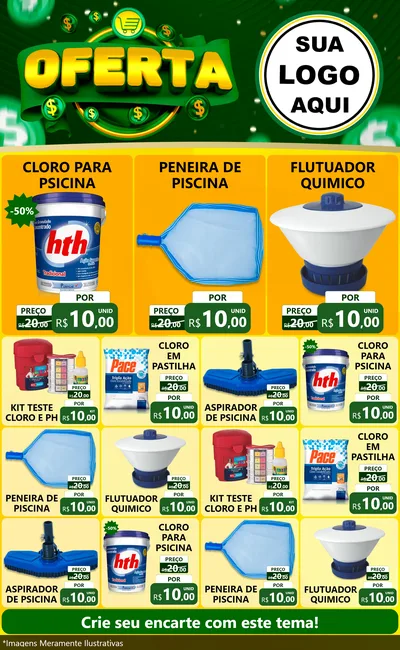 Modelo de Encarte para Encarte Grande com o tema Oferta para Produtos para Piscina