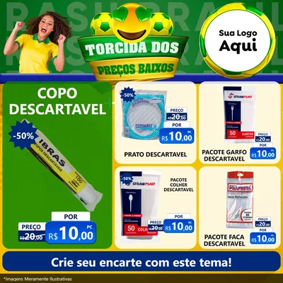 Modelo de Rede Social para Feed Facebook com o tema Torcida dos Preços Baixos - Copa para Embalagens