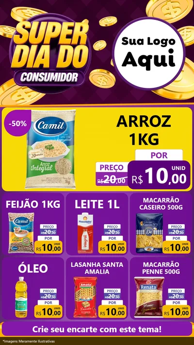 Modelo de Rede Social para Stories com o tema Super Dia do Consumidor para Supermercado