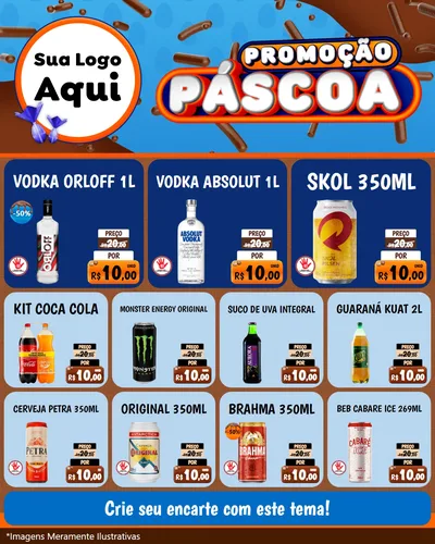 Modelo de Rede Social para Feed Instagram com o tema Promoção Páscoa para Distribuidora de bebidas