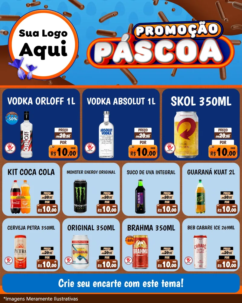 Modelo de Rede Social para Feed Instagram com o tema Promoção Páscoa para Distribuidora de bebidas