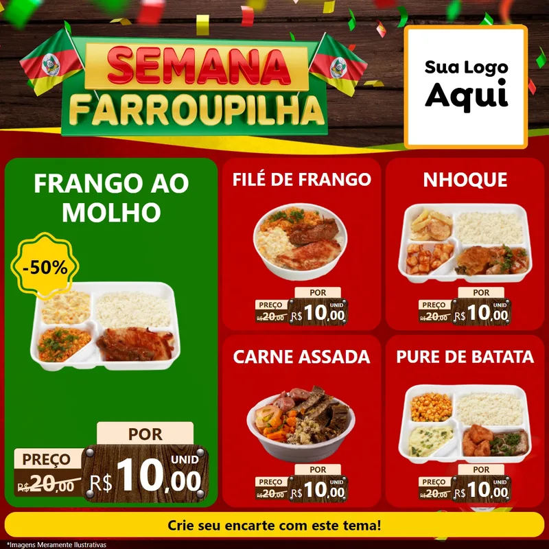 Modelo de Rede Social para Feed Facebook com o tema Semana Farroupilha para Restaurante