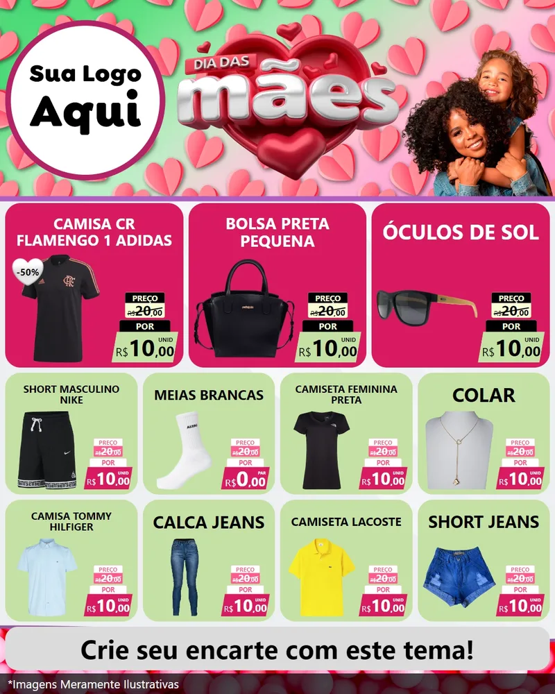 Modelo de Rede Social para Feed Instagram com o tema Dia das Mães para Roupas e acessórios