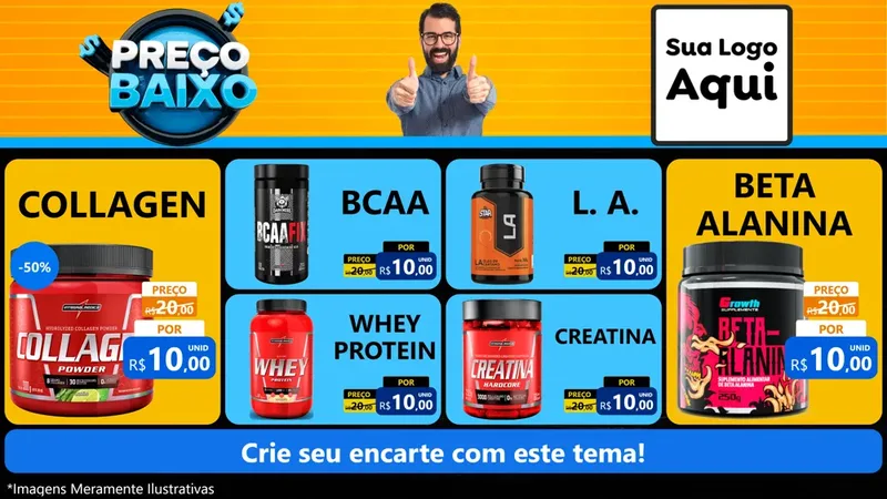 Modelo de TV para TV Horizontal com o tema Preço Baixo para Suplementos alimentares
