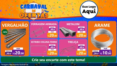 Modelo de TV para TV Horizontal com o tema Carnaval de Ofertas para Ferragens