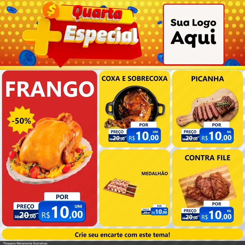 Modelo de Rede Social para Feed Facebook com o tema Quarta Mais Especial para Assados