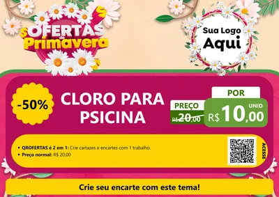 Modelo de Cartaz para Cartaz A4 Horizontal com o tema Ofertas de Primavera para Produtos para Piscina