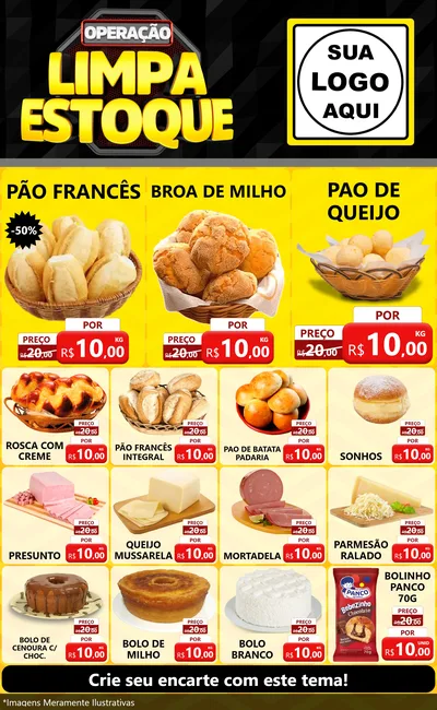 Modelo de Encarte para Encarte Grande com o tema Operação Limpa Estoque para Padaria