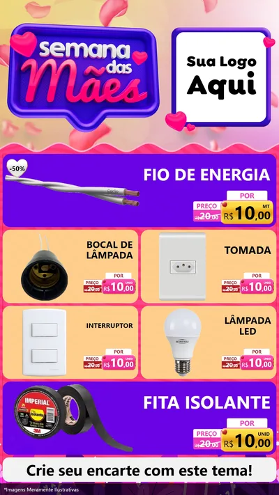 Modelo de TV para TV Vertical com o tema Semana das Mães para Materiais Elétricos